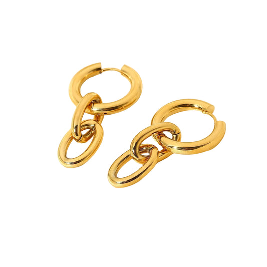 14K Convertible Chunky Dangle Hoop Earrings