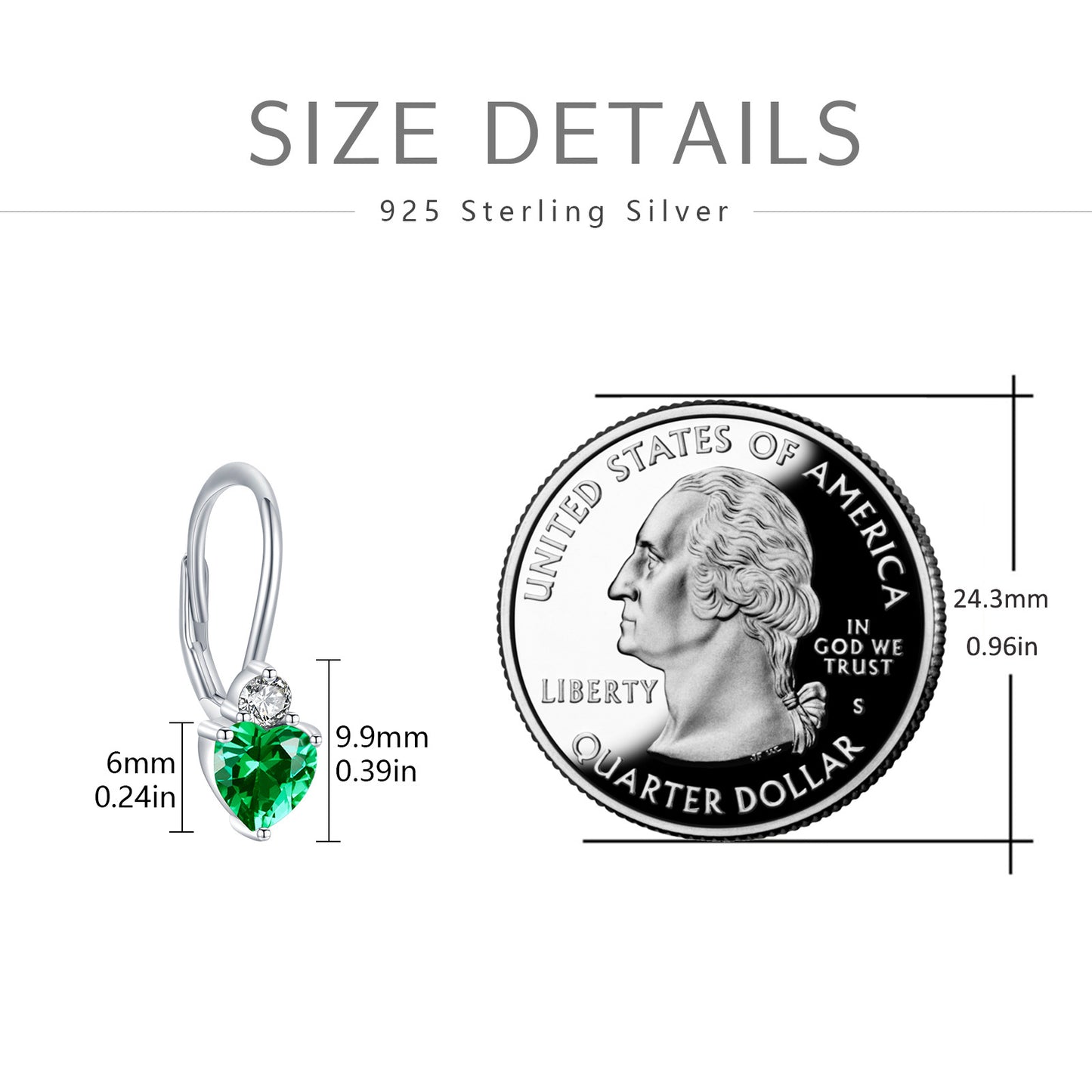 925 Silver Heart Zirconia Peridot Earrings