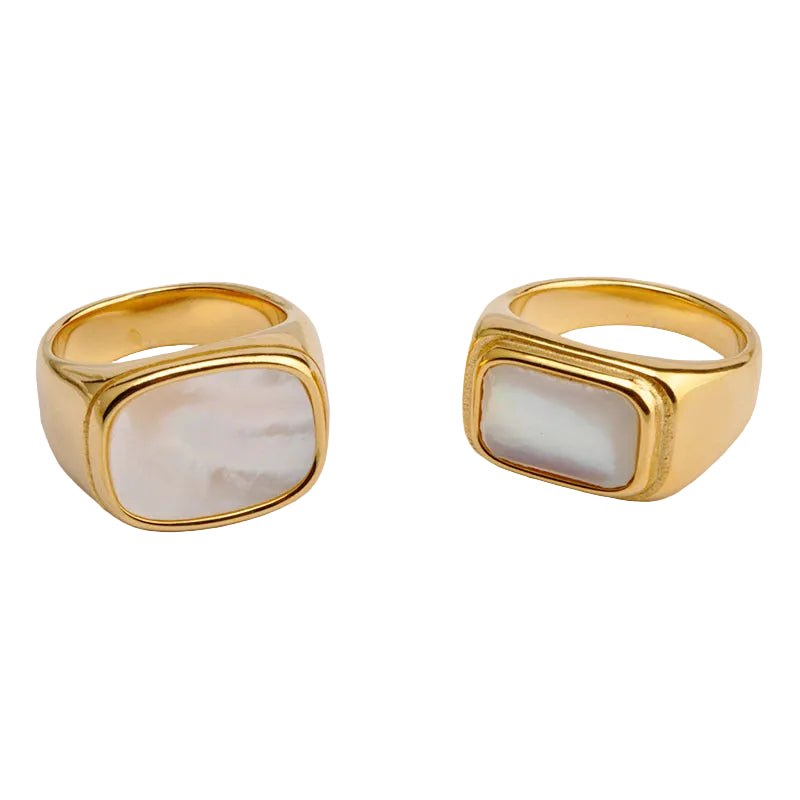 18K Gold Mother-Of-Pearl Signet Ring