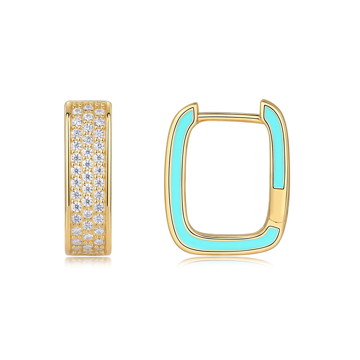 24k Turquoise Pavé-Set Square Hoop