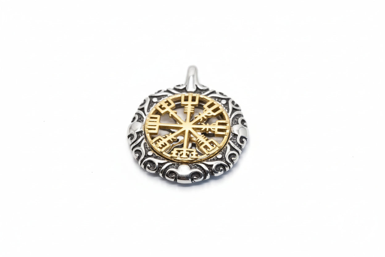 Dual-Color Viking Compass (Vegvisir) Necklace