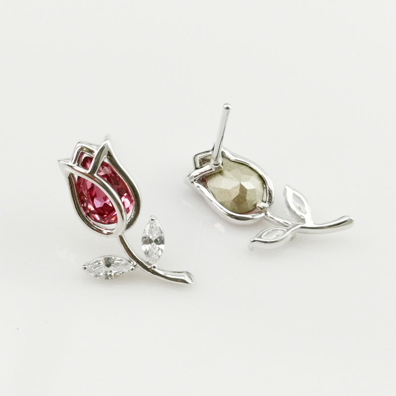 925 Silver Rose Crystal Earrings