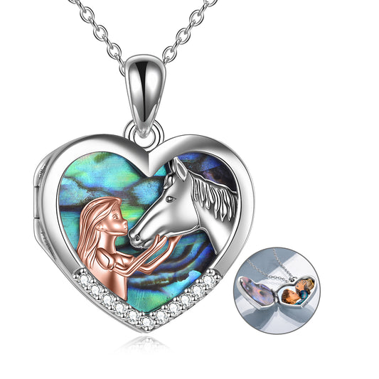925 Silver Girl & Horse Locket Necklace