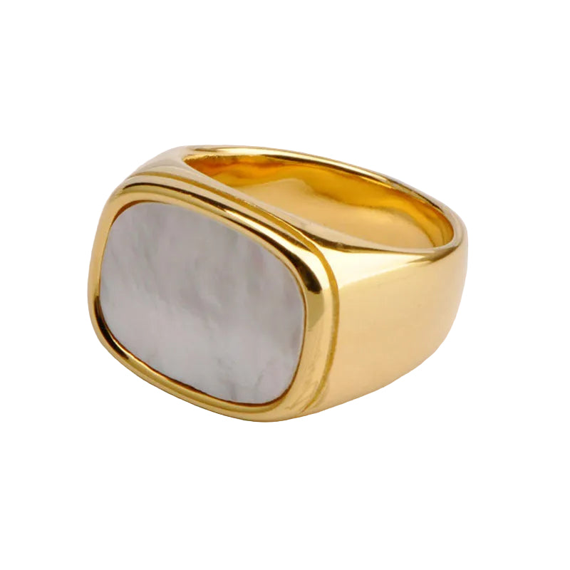 18K Gold Mother-Of-Pearl Signet Ring
