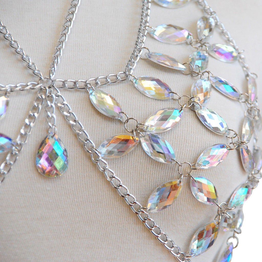 Sujetador con flecos y cristales de imitación sin espalda