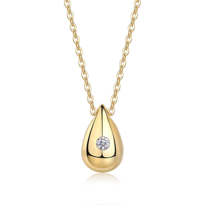 24k Gold Tear Drop Moissanite Necklace