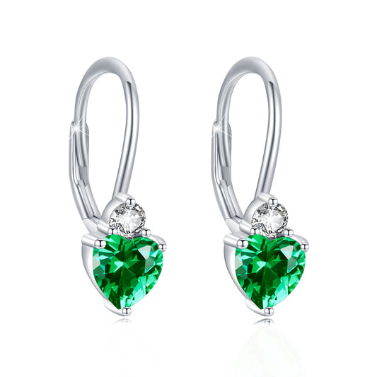 925 Silver Heart Zirconia Peridot Earrings
