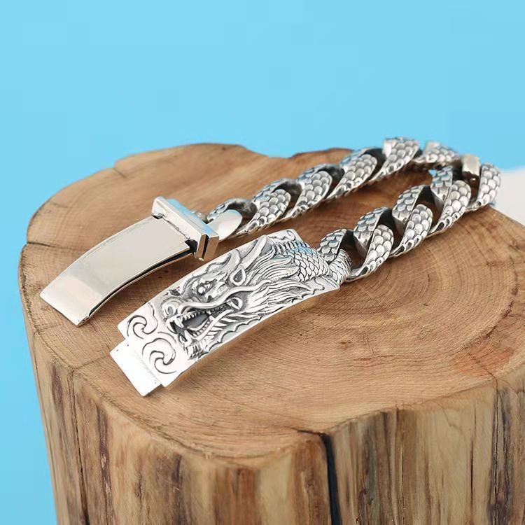 Men's Silver Domineering Dragon Bracelet