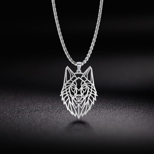 Stainless Steel  Clavic Sweater Chain & Hollow Wolf Pendant