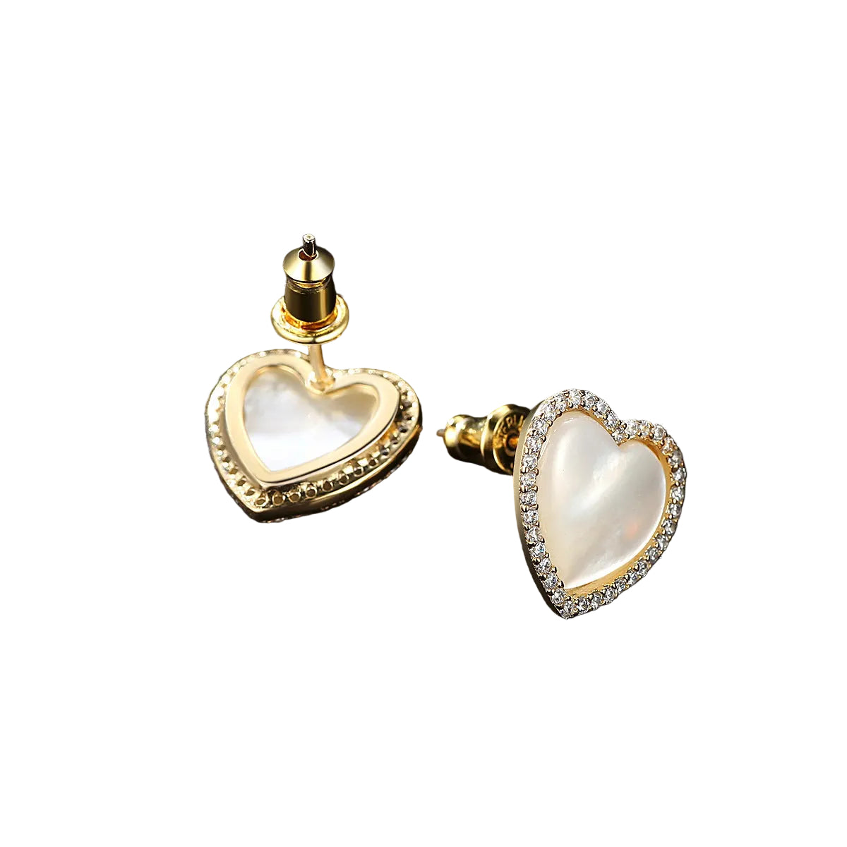 18k Gold Mother-Of-Pearl Heart Earrings