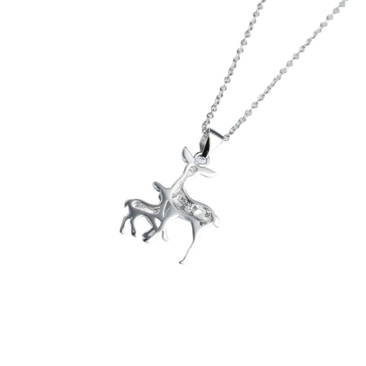Silver Fawn & Deer Necklace