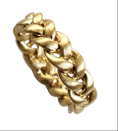 18K Gold Matte Cuban Link Ring
