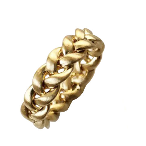 18K Gold Matte Cuban Link Ring
