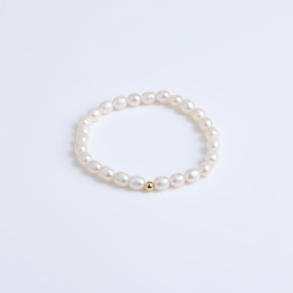 14k Real Gold Natural Freshwater Pearl Bracelet
