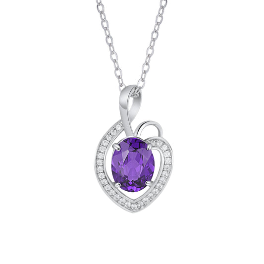 S925 Amethyst Heart Pendant