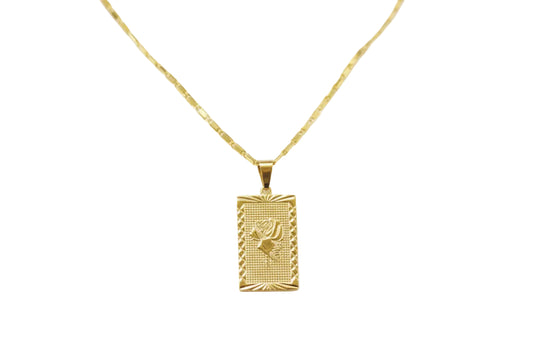 18K Square Rose Plate Pendant