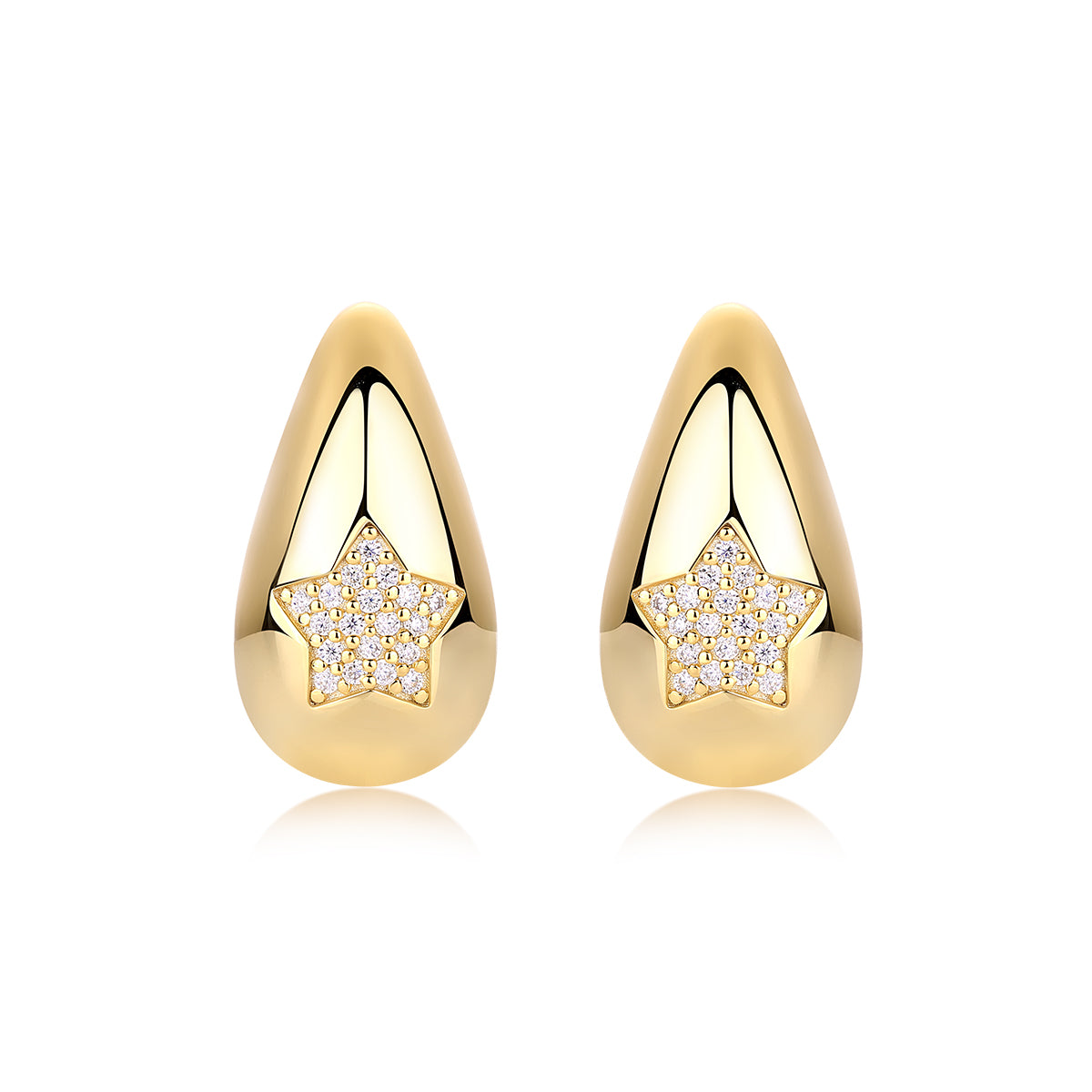 24k Gold Tear Drop  Moissanite Stud Earrings