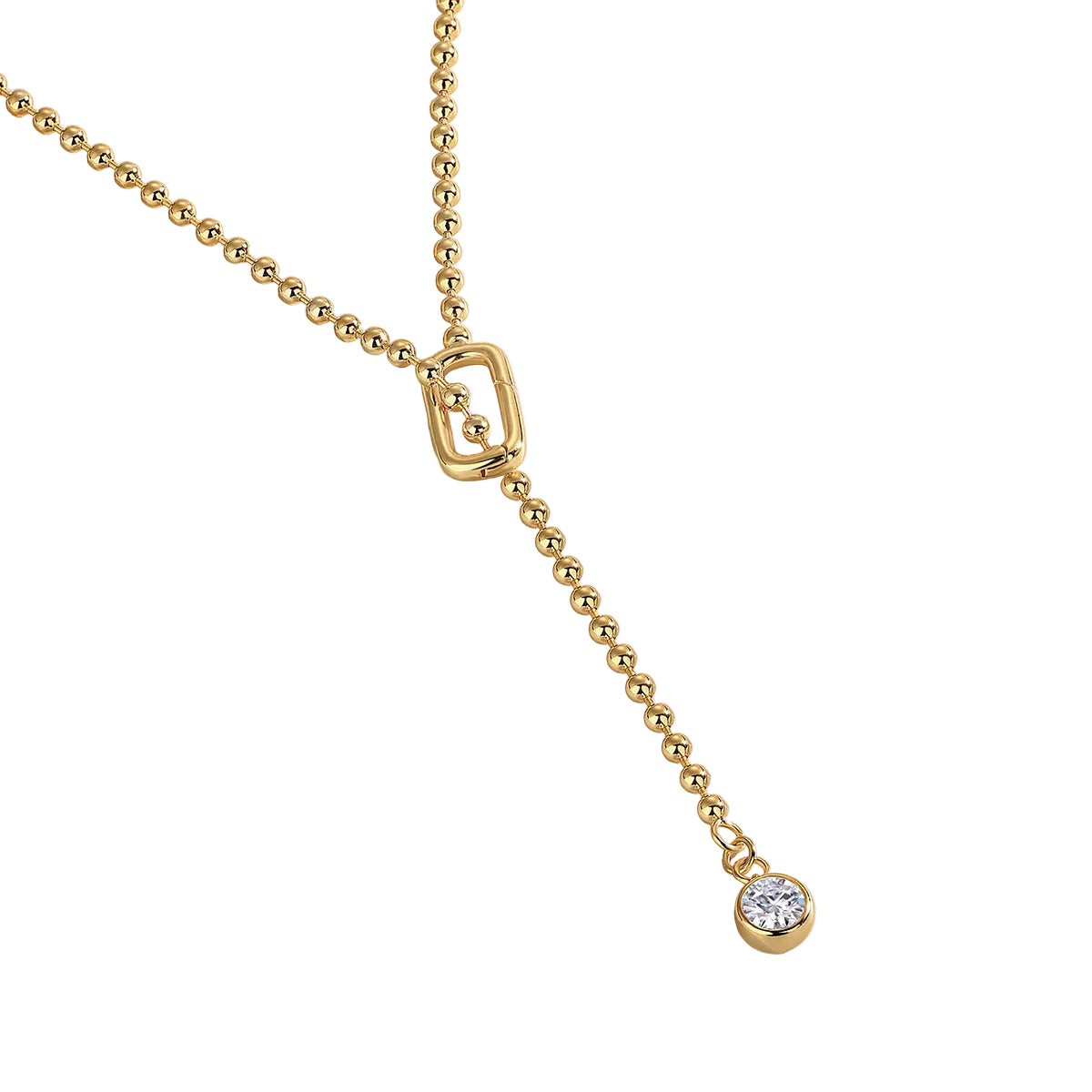 24k Gold Moissanite Beaded Tassel Necklace