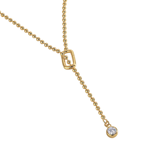 24k Gold Moissanite Beaded Tassel Necklace