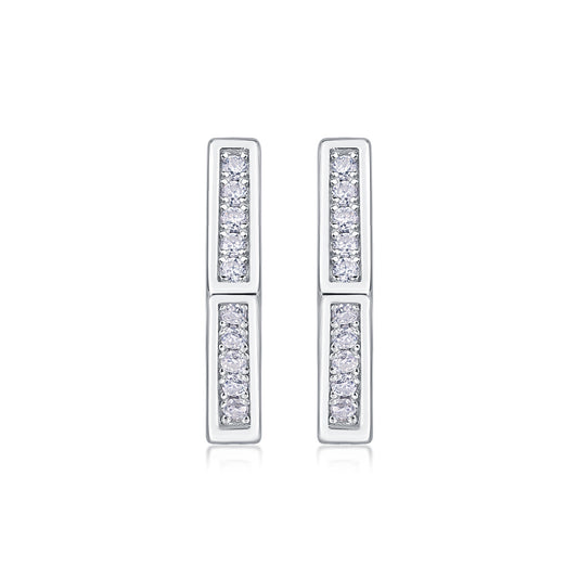 S925 Platinum Diamond Hexagon Earrings