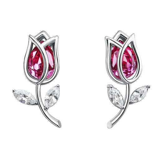 S925 Rose Australian Crystal  Diamond Earrings