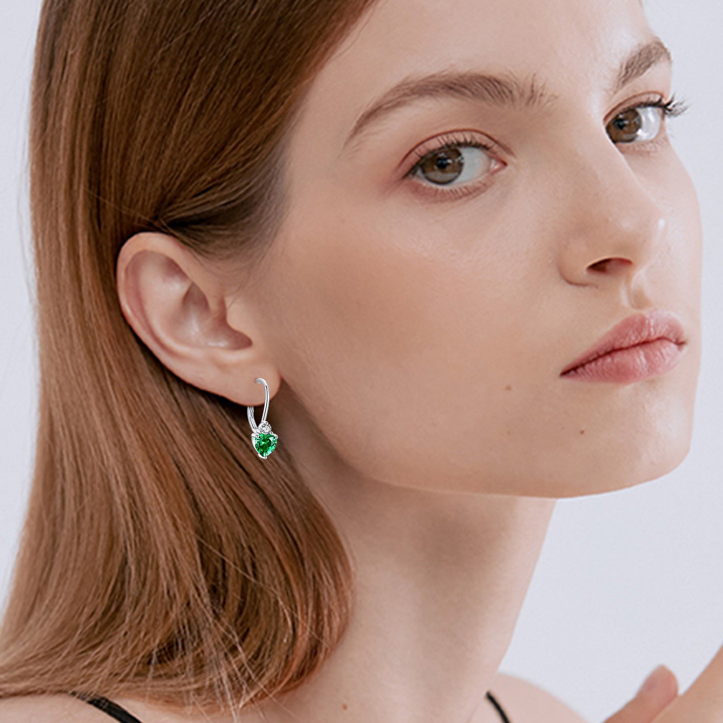 925 Silver Heart Zirconia Peridot Earrings