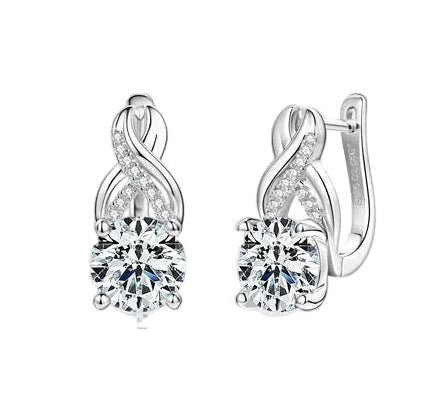 Platinum Moissanite Infinity Earrings