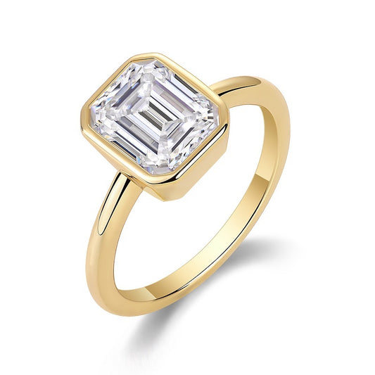 Gold Bezel Set Pagoda Diamond Engagement Ring