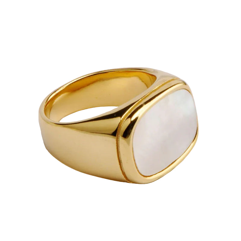 18K Gold Mother-Of-Pearl Signet Ring
