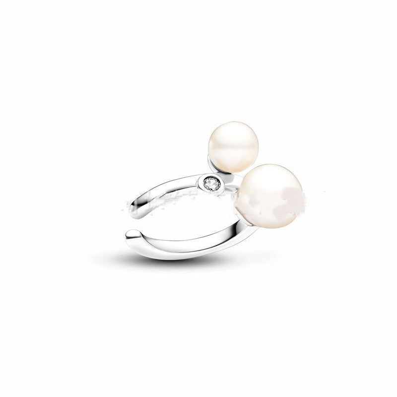 18k Organically Shaped Circle & Baroque Pearl Earrings