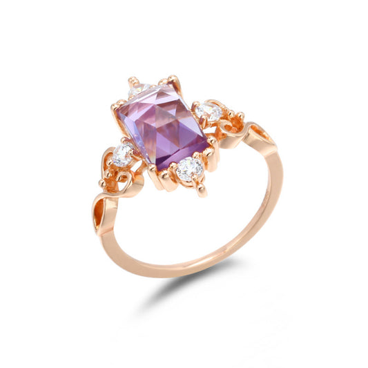 14k gold Plated Silver Natural Amethyst Ring