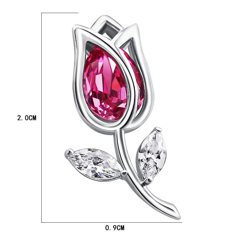 925 Silver Rose Crystal Earrings