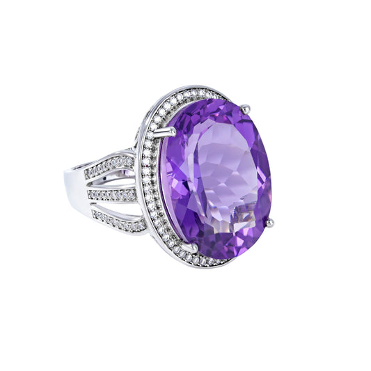 S925 Amethyst Split Shank Ring