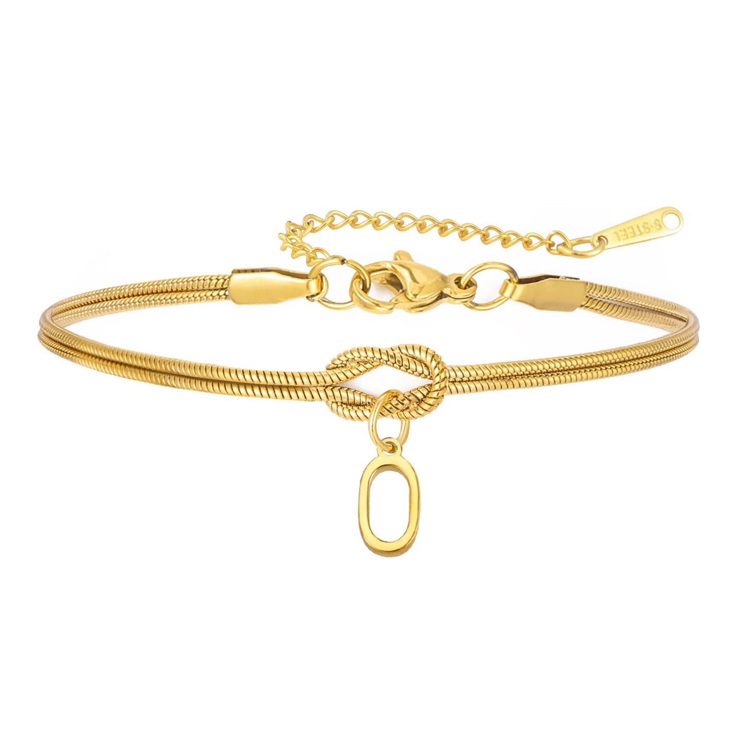 18K Snake Chain Initial Bracelet with Infinity Knot