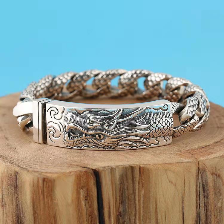 Men's Silver Domineering Dragon Bracelet