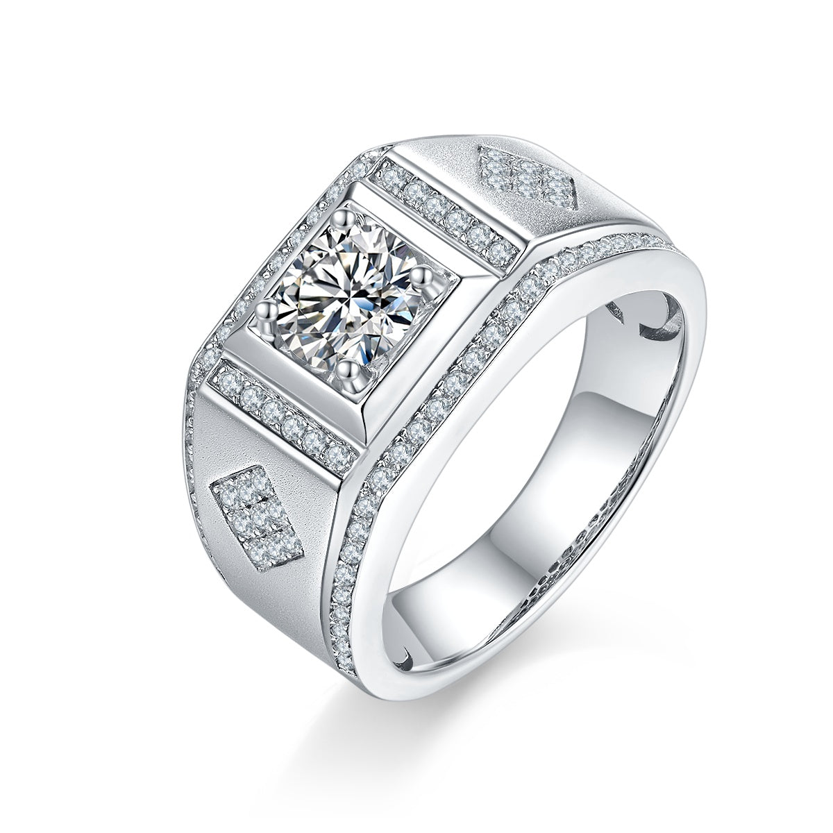 Men's 1-ct Moissanite Platinum Signet