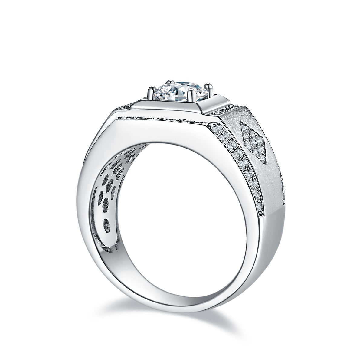 Men's 1-ct Moissanite Platinum Signet
