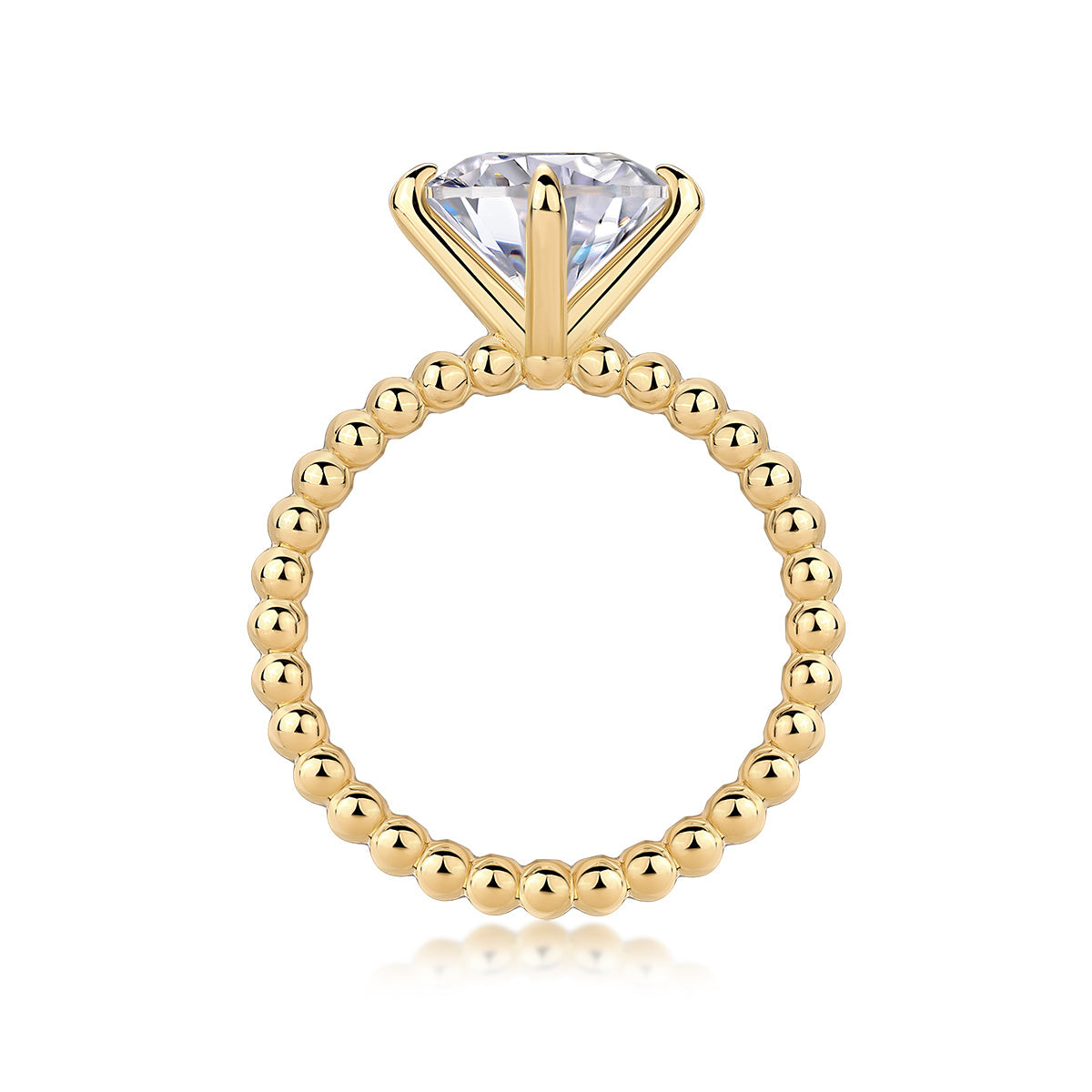 18K Gold 3 Carat Beaded Band Ring