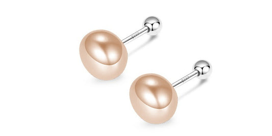 S925 Freshwater Flat Back Ball Screw Earrings