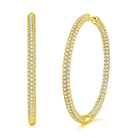 24k Large Moissanite Hoop Earrings