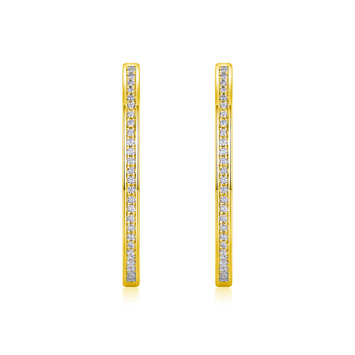 24k Inside-Out Channel Set Moissanite Hoop Earrings