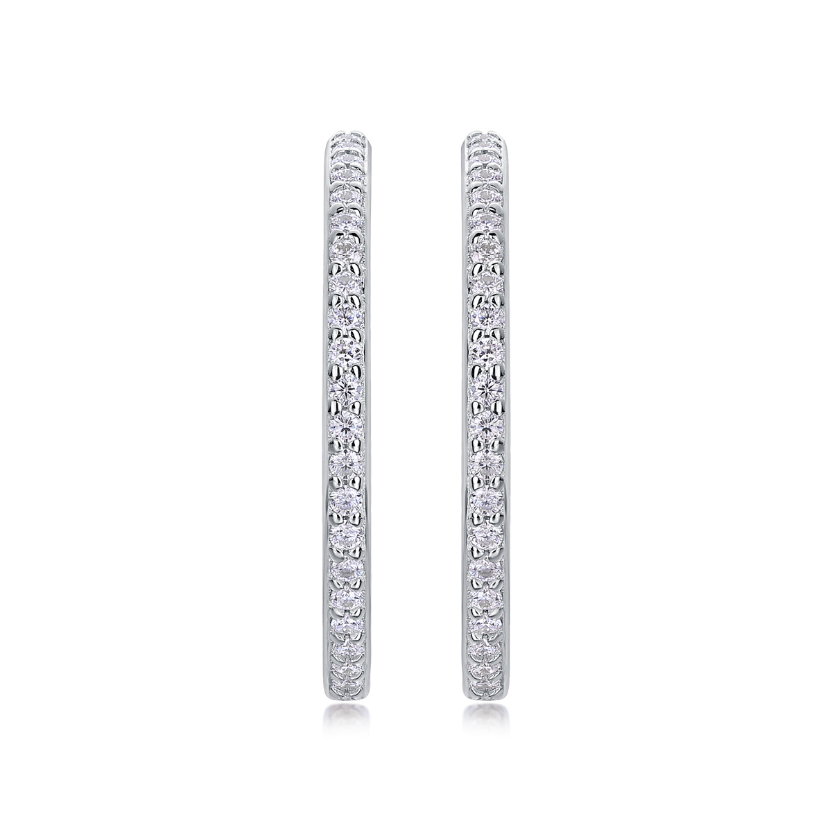 Platinum Push Back Moissanite Hoop Earrings