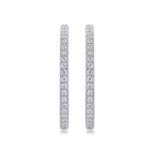 Platinum Push Back Moissanite Hoop Earrings