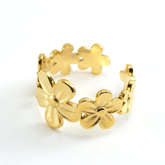 18k Gold Plated Titanium Steel Flower Ring