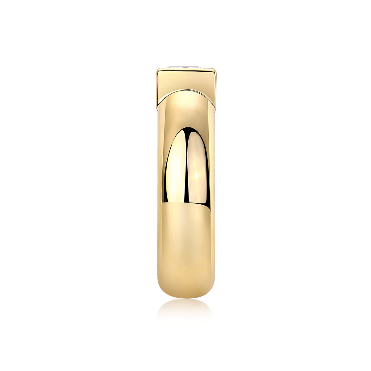 Anillo solitario de talla princesa con engaste de bisel cónico en oro de 24 quilates