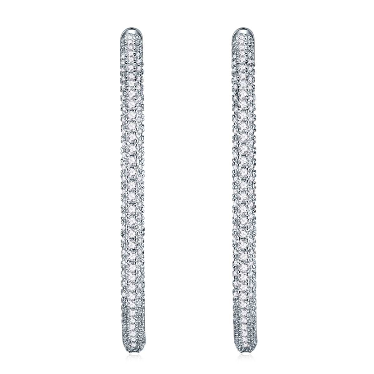 Large Platinum-Plated Moissanite Hoop Earrings