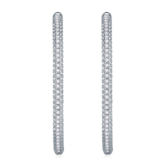 Large Platinum-Plated Moissanite Hoop Earrings