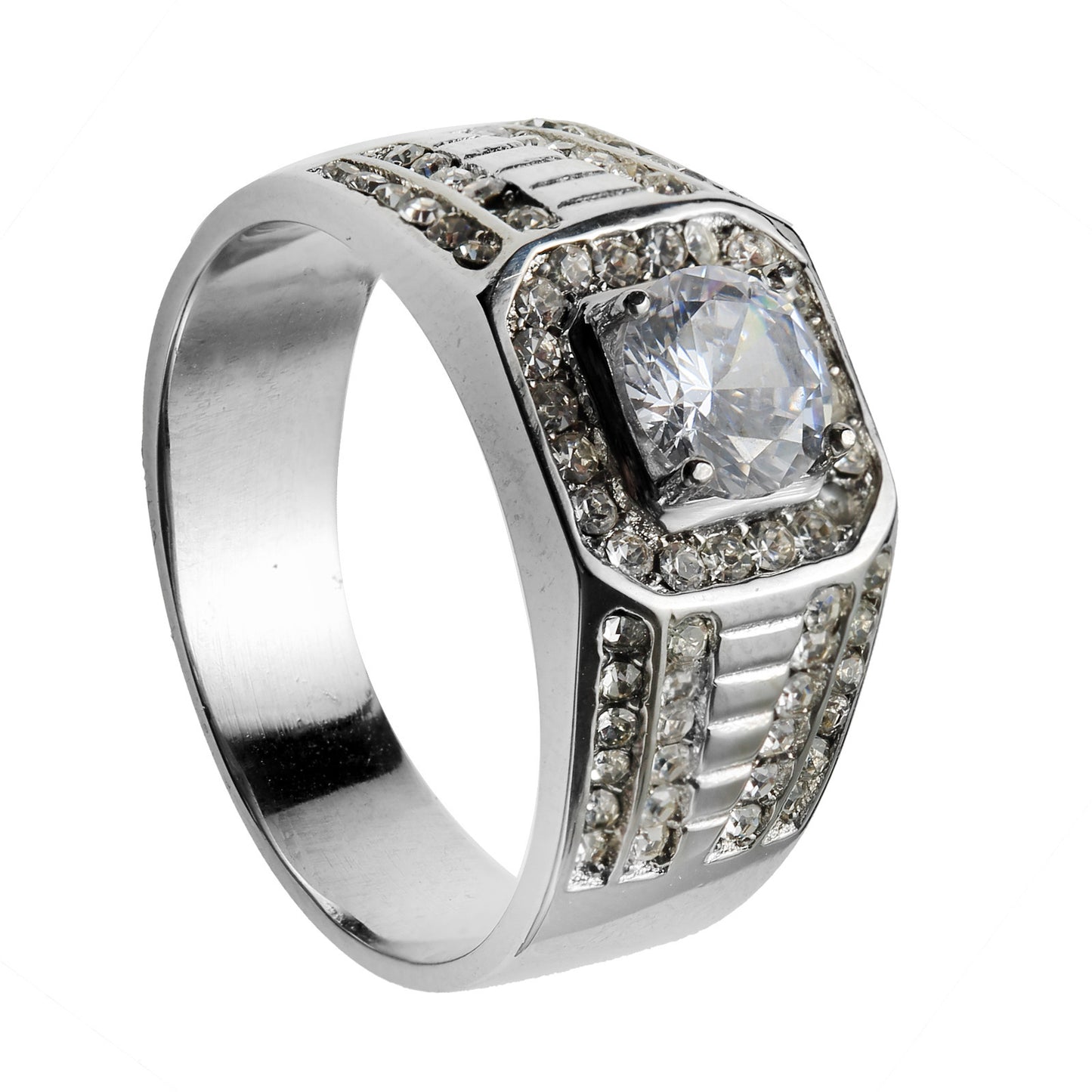 Men's Stainless Steel Gemstone Ring