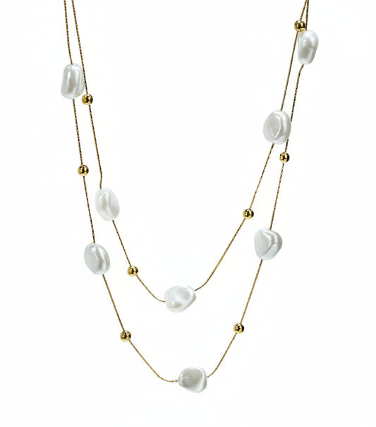 Lxalry 18K Gold Layered Baroque Pearl Necklace