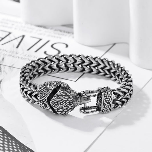 Titanium Men's Vintage Viking Animal Head  Bracelet